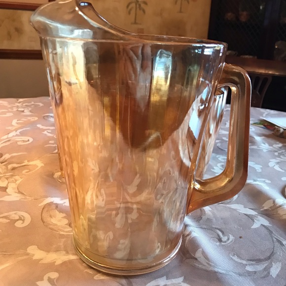 VINTAGE CARNIVAL GLASS IRIDESCENT PITCHER - Picture 13 of 14